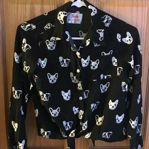 Justice tie front button shirt